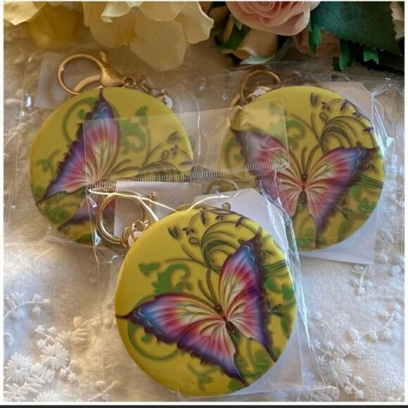 Whimsical Boho Butterfly Pocket Keychain Mirror - Picture 4 of 4